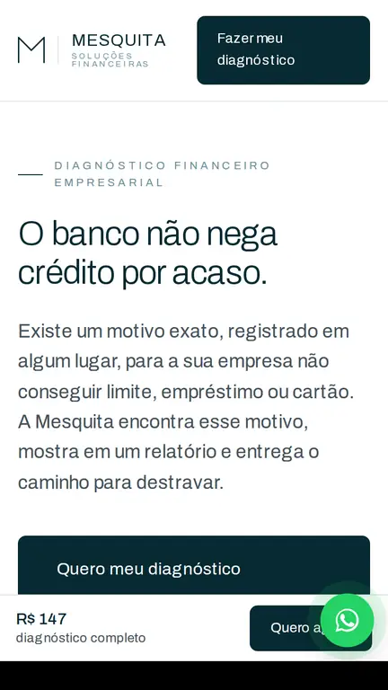 Site da Mesquita Soluções Financeiras no celular