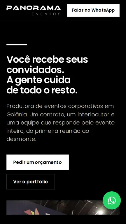 Site da Panorama Eventos no celular
