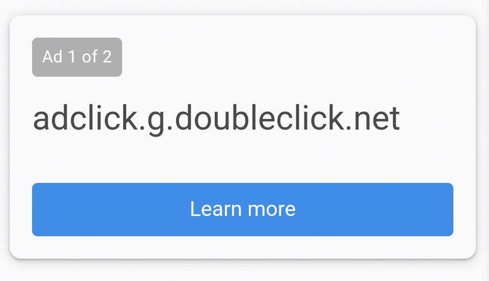 Anúncio real do Google Ads dentro de um aplicativo de celular, com o botão Learn more